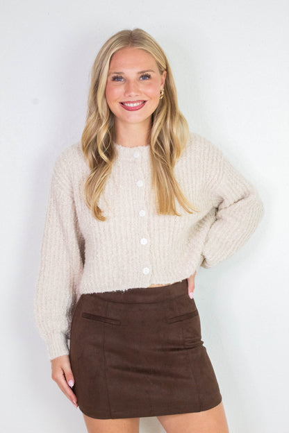  Emberly Fluffy Knit Cardigan, Alpaca