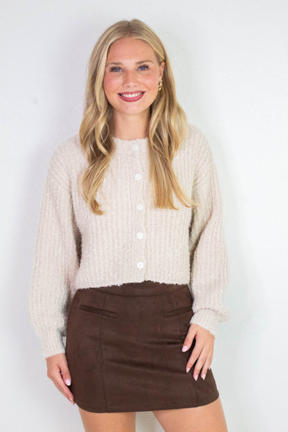  Emberly Fluffy Knit Cardigan, Alpaca