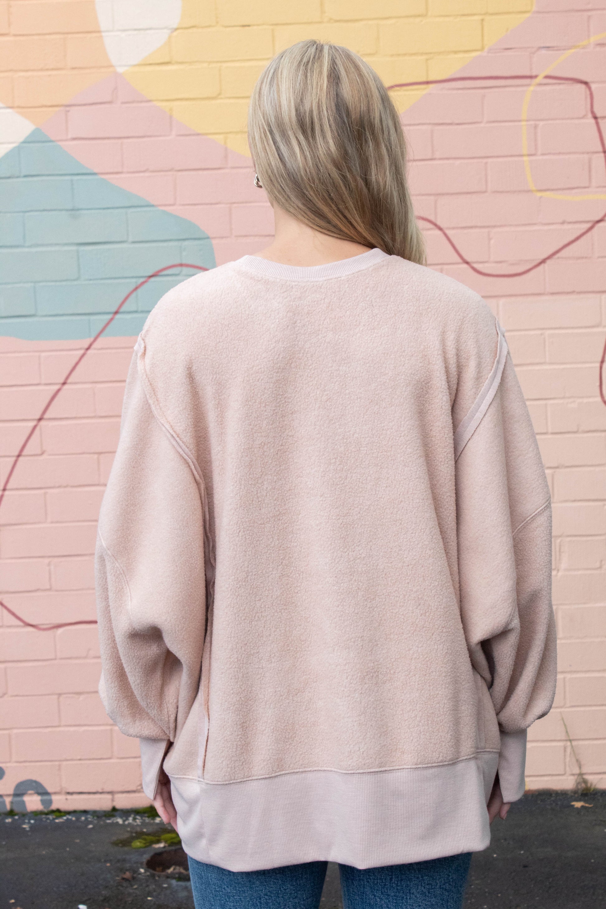  Millie Oversized Crewneck Sweatshirt, Dark Taupe