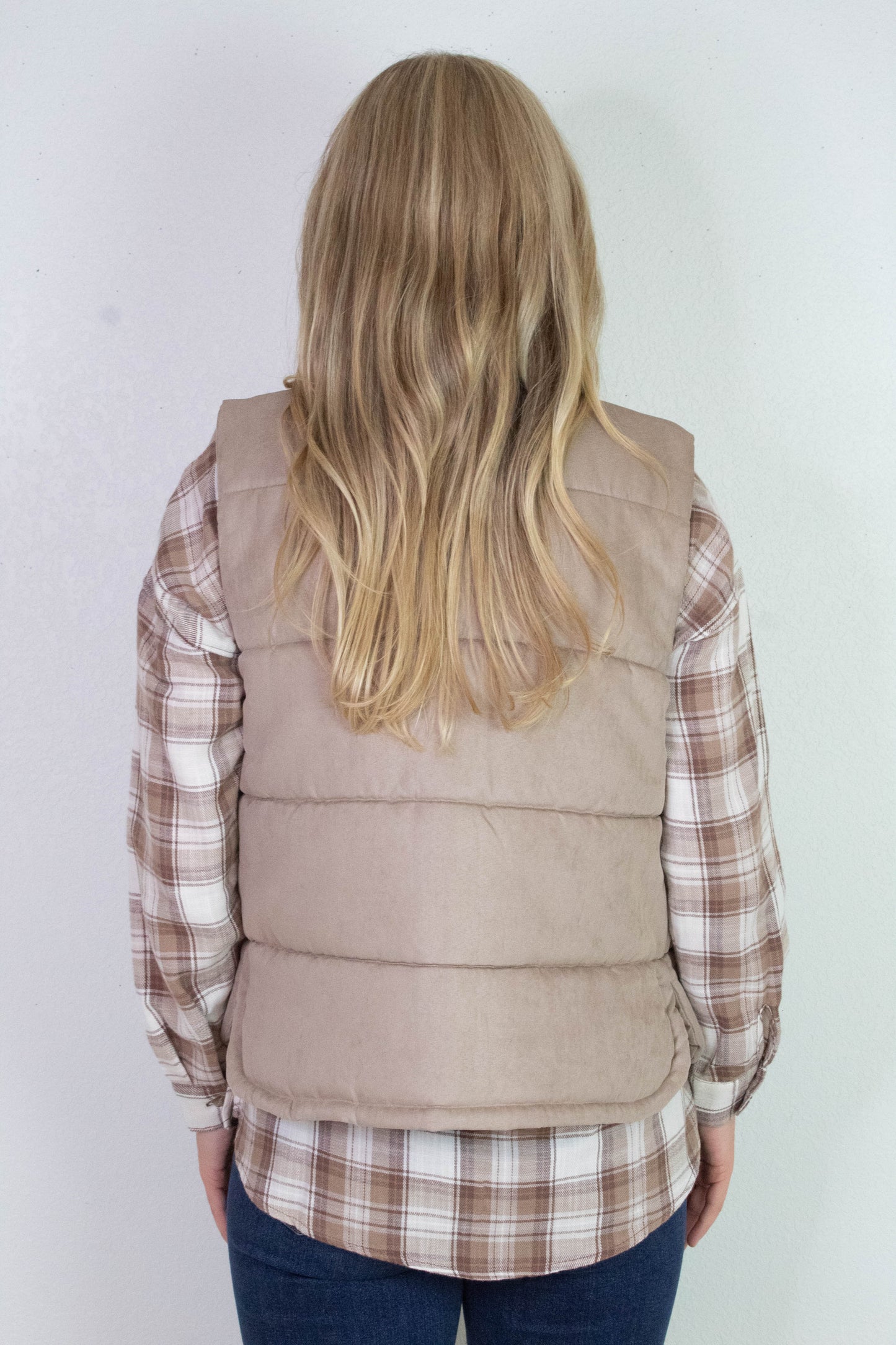 Be Cool Isabelle Suede Puffer Vest, Mocha