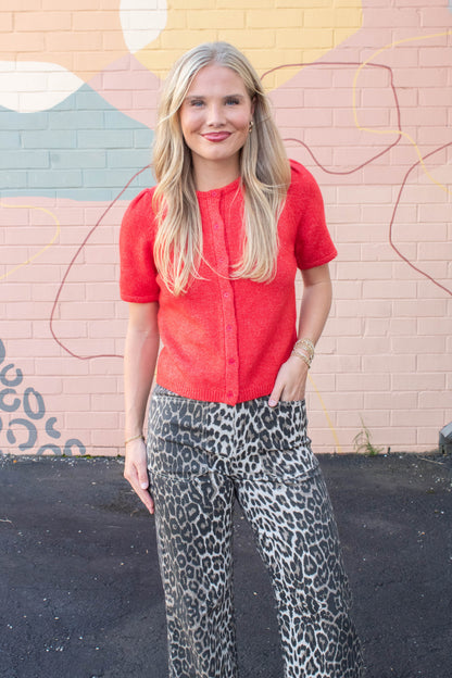  Hallie Leopard Patch Pocket Pants, Taupe
