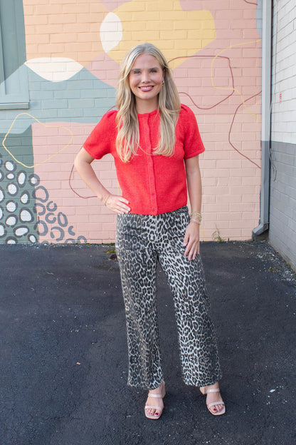  Hallie Leopard Patch Pocket Pants, Taupe