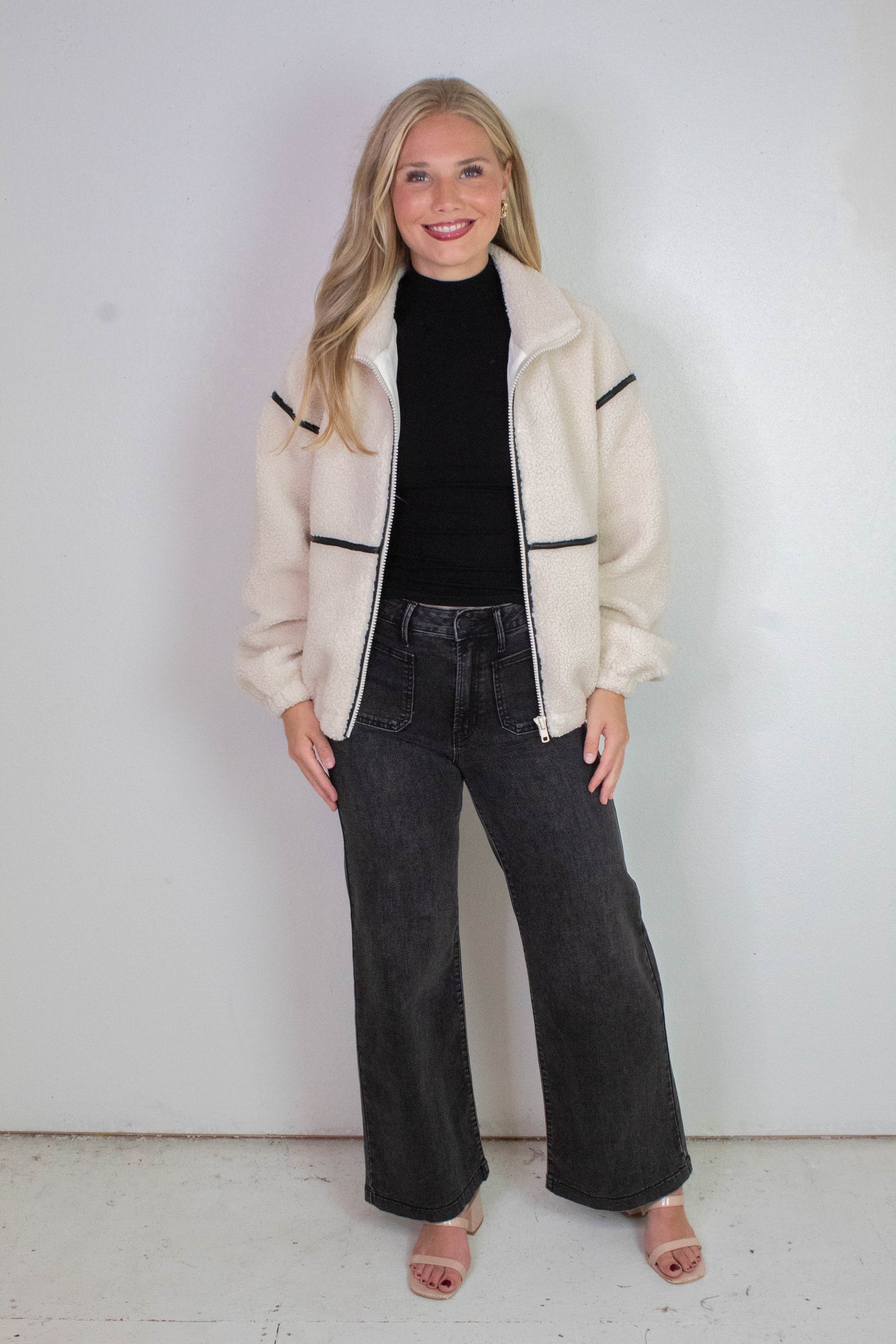  Hannah Sherpa Jacket, Cream