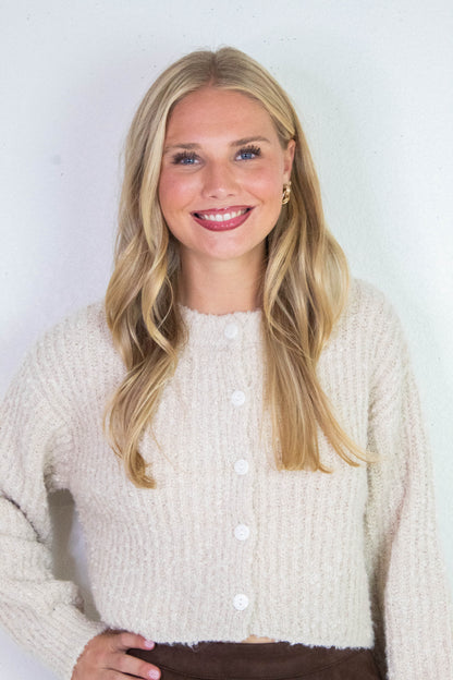  Emberly Fluffy Knit Cardigan, Alpaca