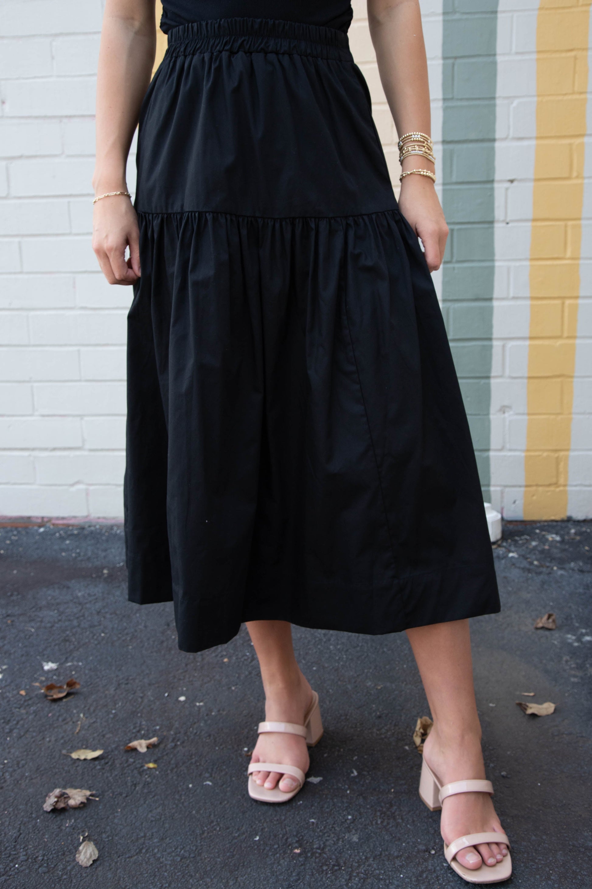  Maggie Poplin Prairie Skirt, Black | Sanctuary