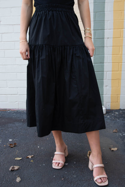  Maggie Poplin Prairie Skirt, Black | Sanctuary