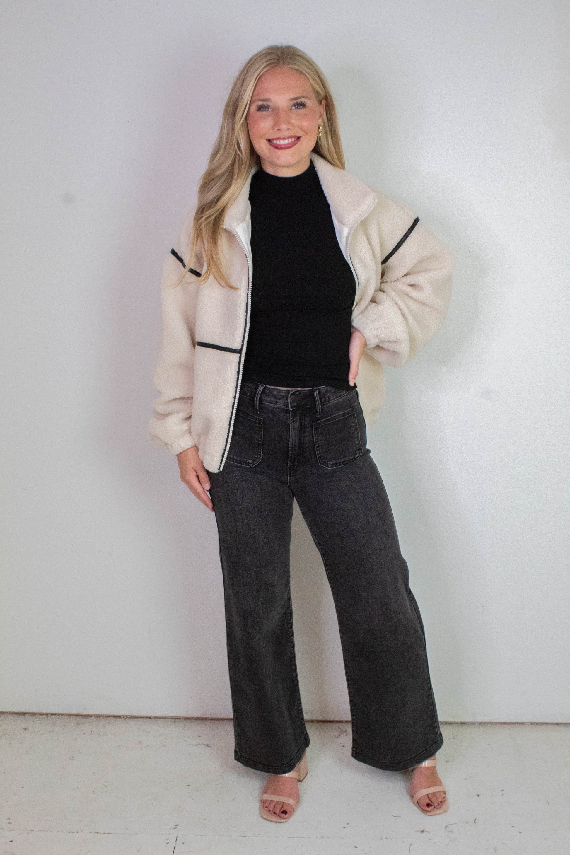  Hannah Sherpa Jacket, Cream