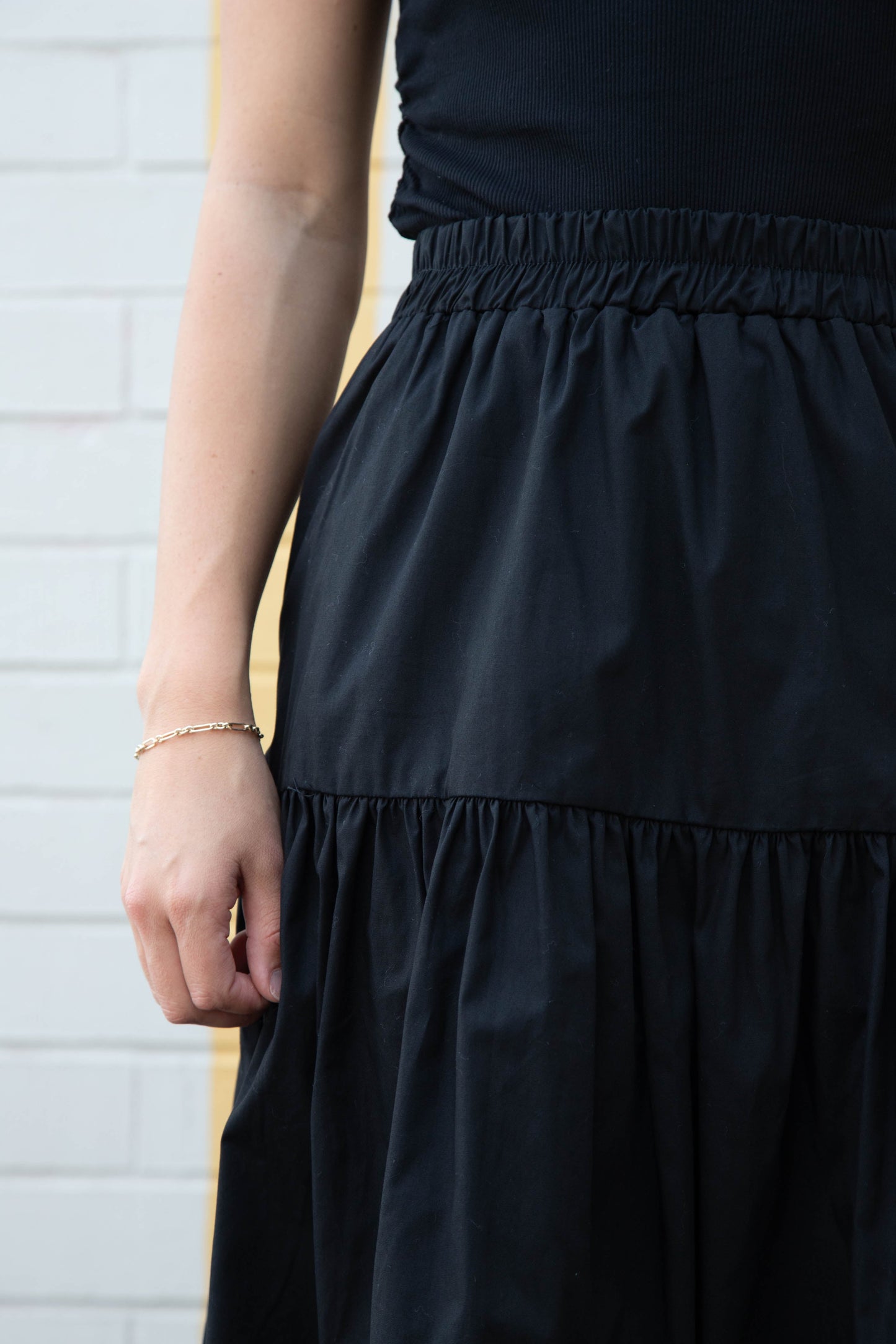  Maggie Poplin Prairie Skirt, Black | Sanctuary