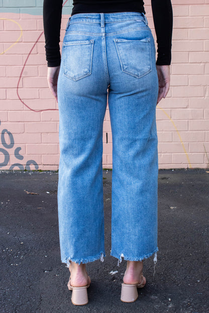  Charlotte High Rise Lightly Distressed Jeans, Medium