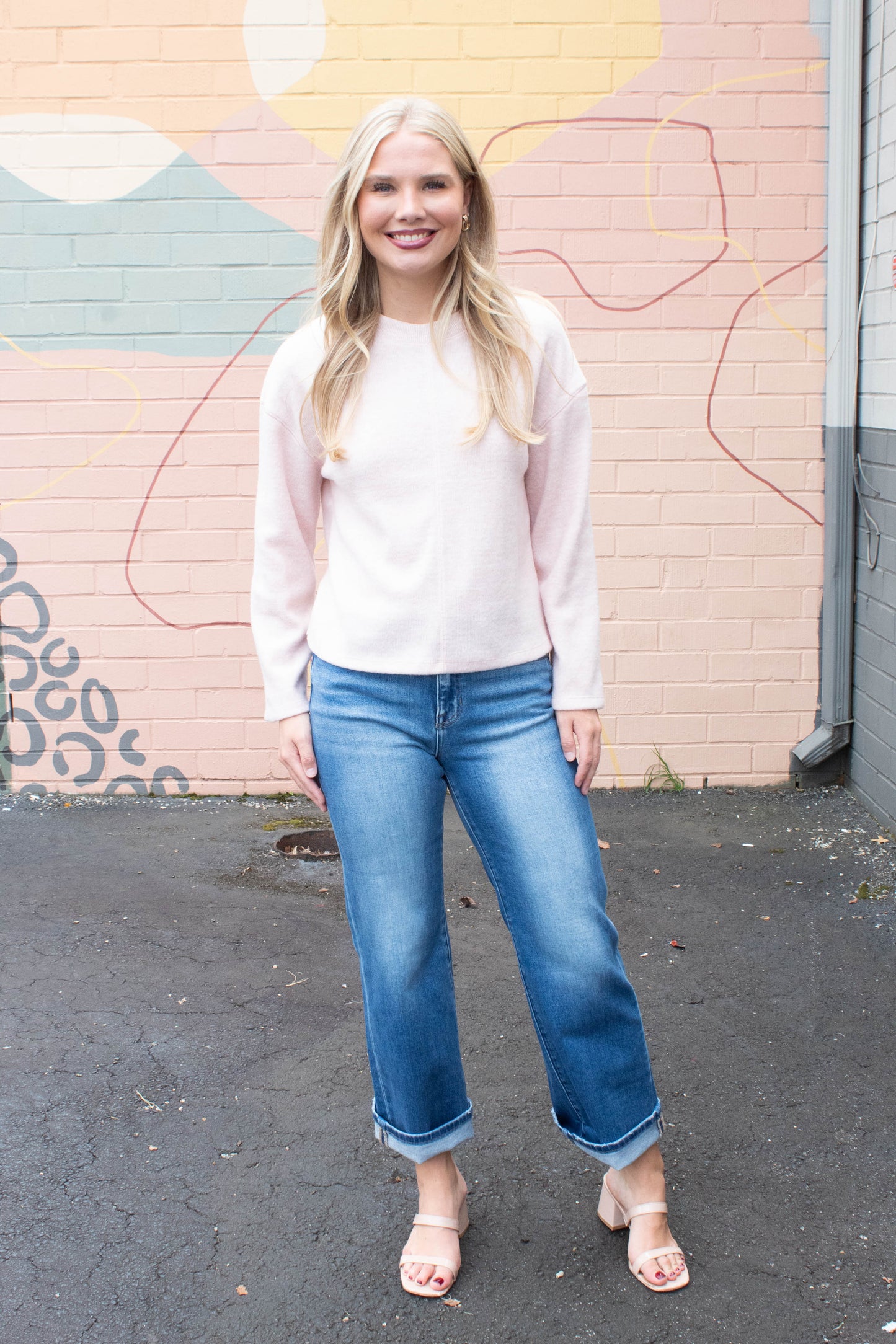  Emma Mid Rise Crop Cuffed Jeans, Medium