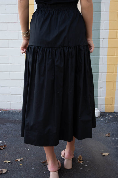 Maggie Poplin Prairie Skirt, Black | Sanctuary