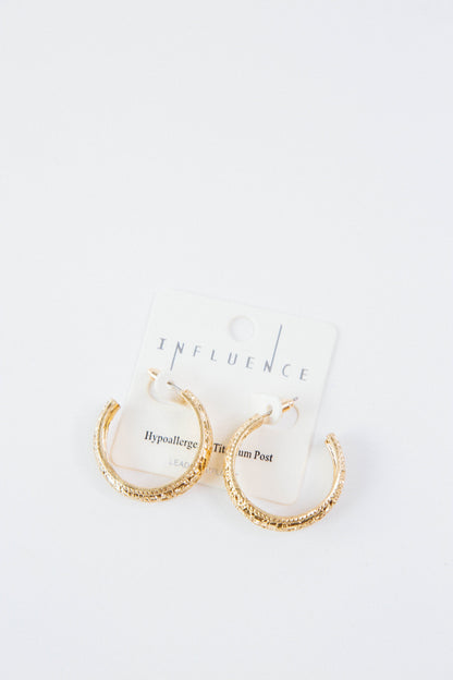 Haisley Textured Metal Hoops, Gold