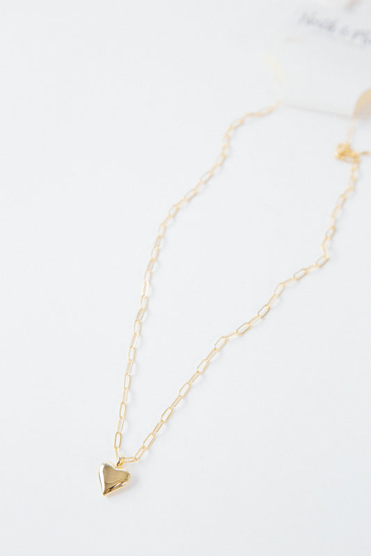  Bold Heart Pendant Chain Necklace, Gold