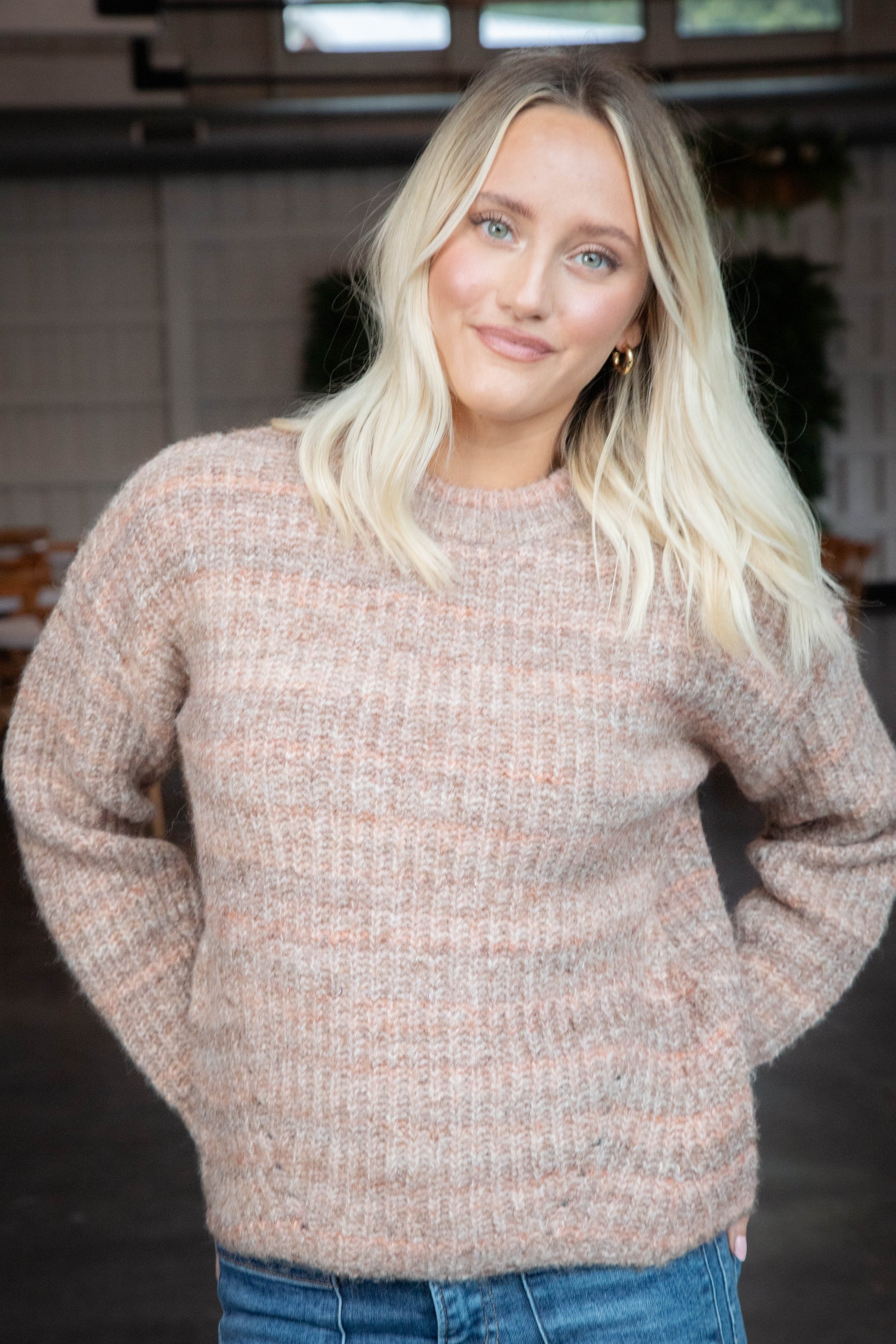  Syla Crew Neck Pullover Sweater, Soft Brown | RD Style
