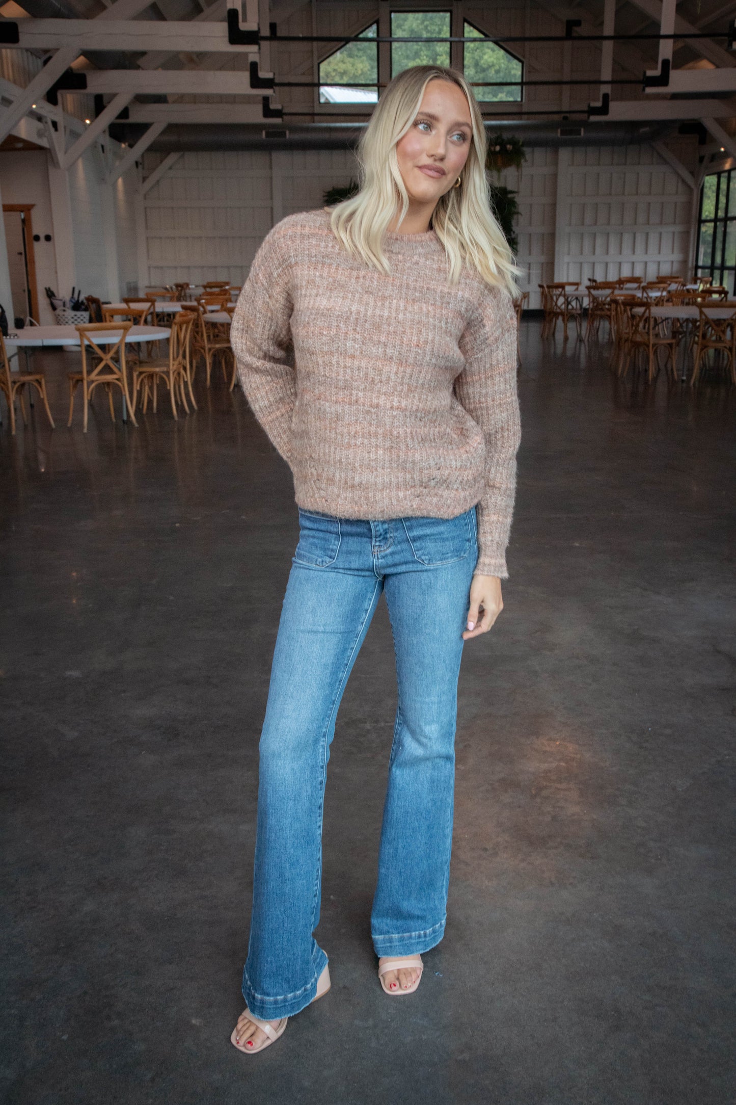  Syla Crew Neck Pullover Sweater, Soft Brown | RD Style