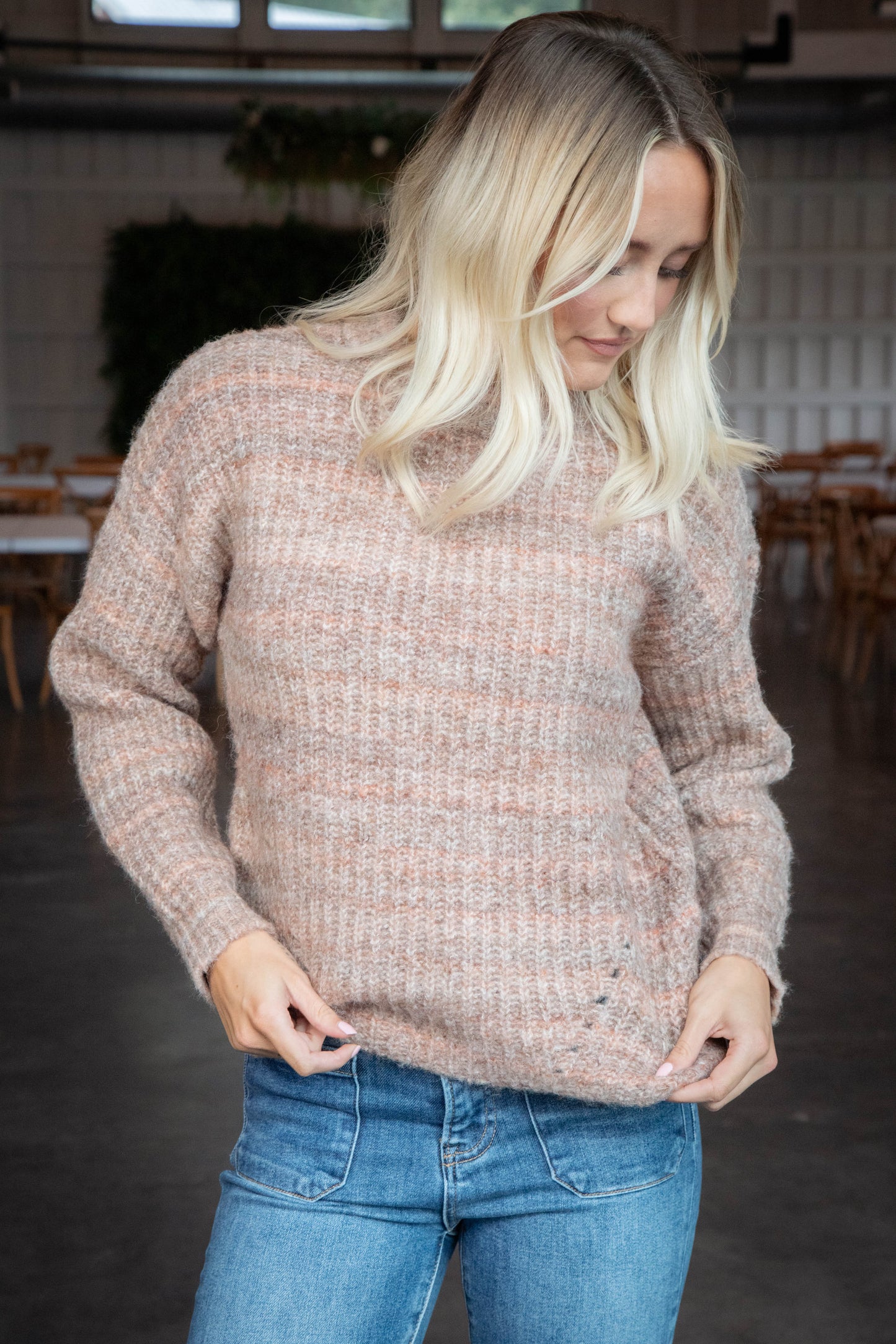  Syla Crew Neck Pullover Sweater, Soft Brown | RD Style