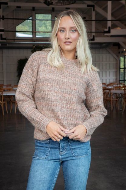  Syla Crew Neck Pullover Sweater, Soft Brown | RD Style