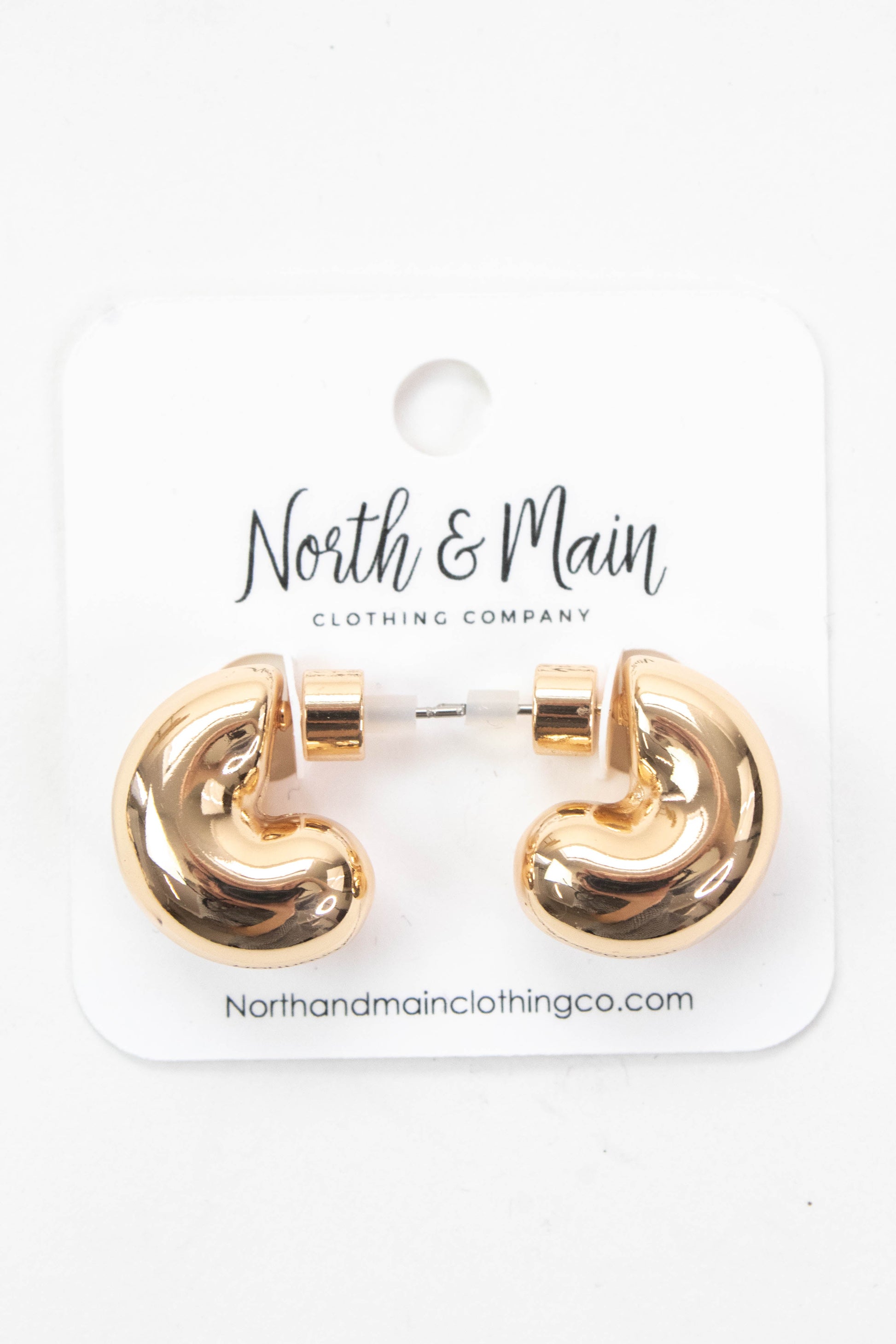  Gwen Rounded Huggie Hoop Earring, Gold