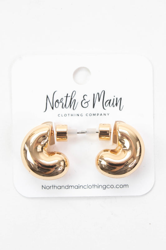  Gwen Rounded Huggie Hoop Earring, Gold