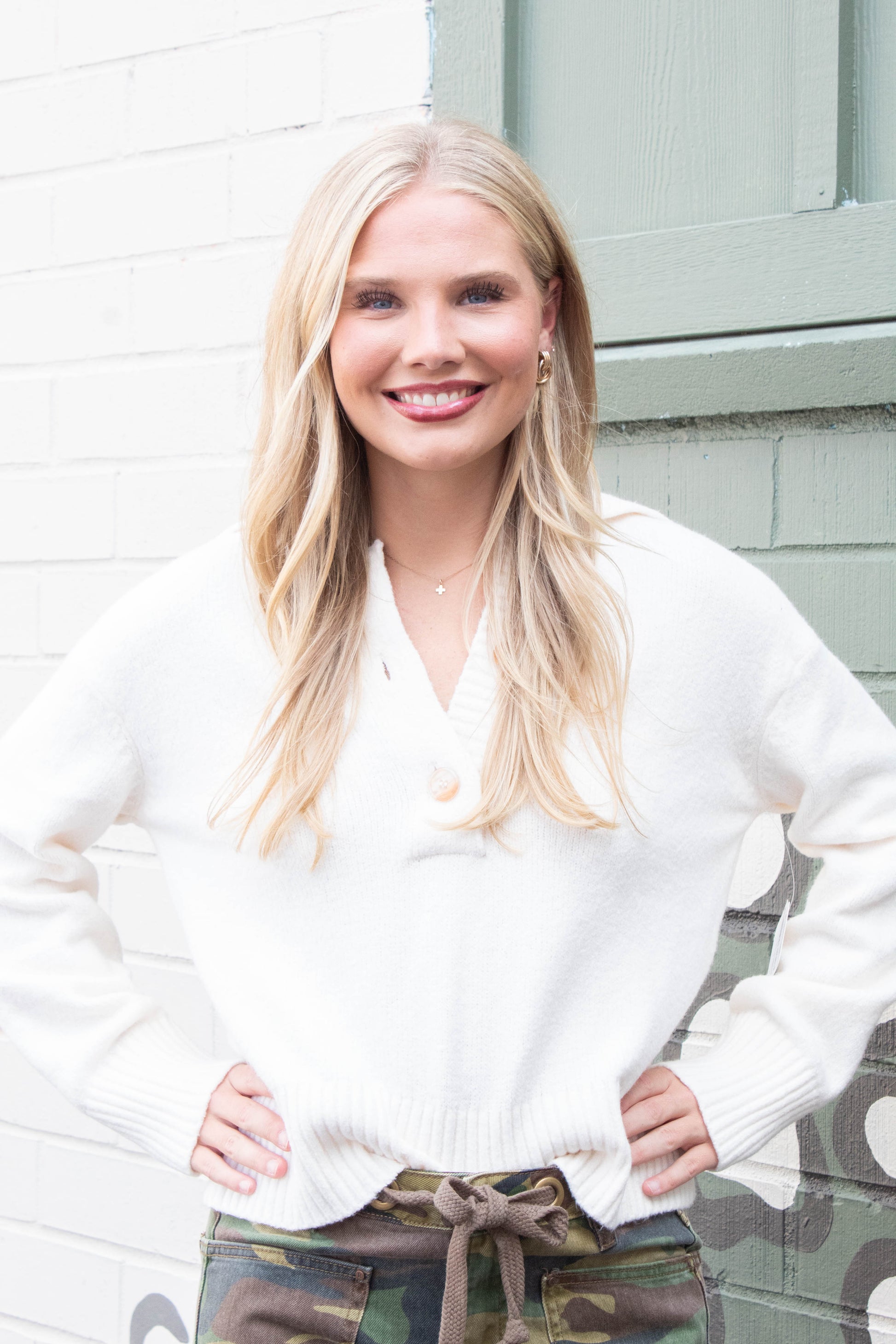  Trading Up Polo Sweater, Ivory | Free People
