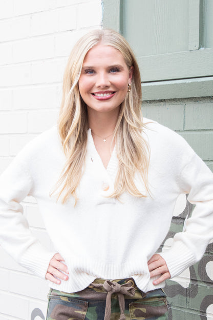  Trading Up Polo Sweater, Ivory | Free People