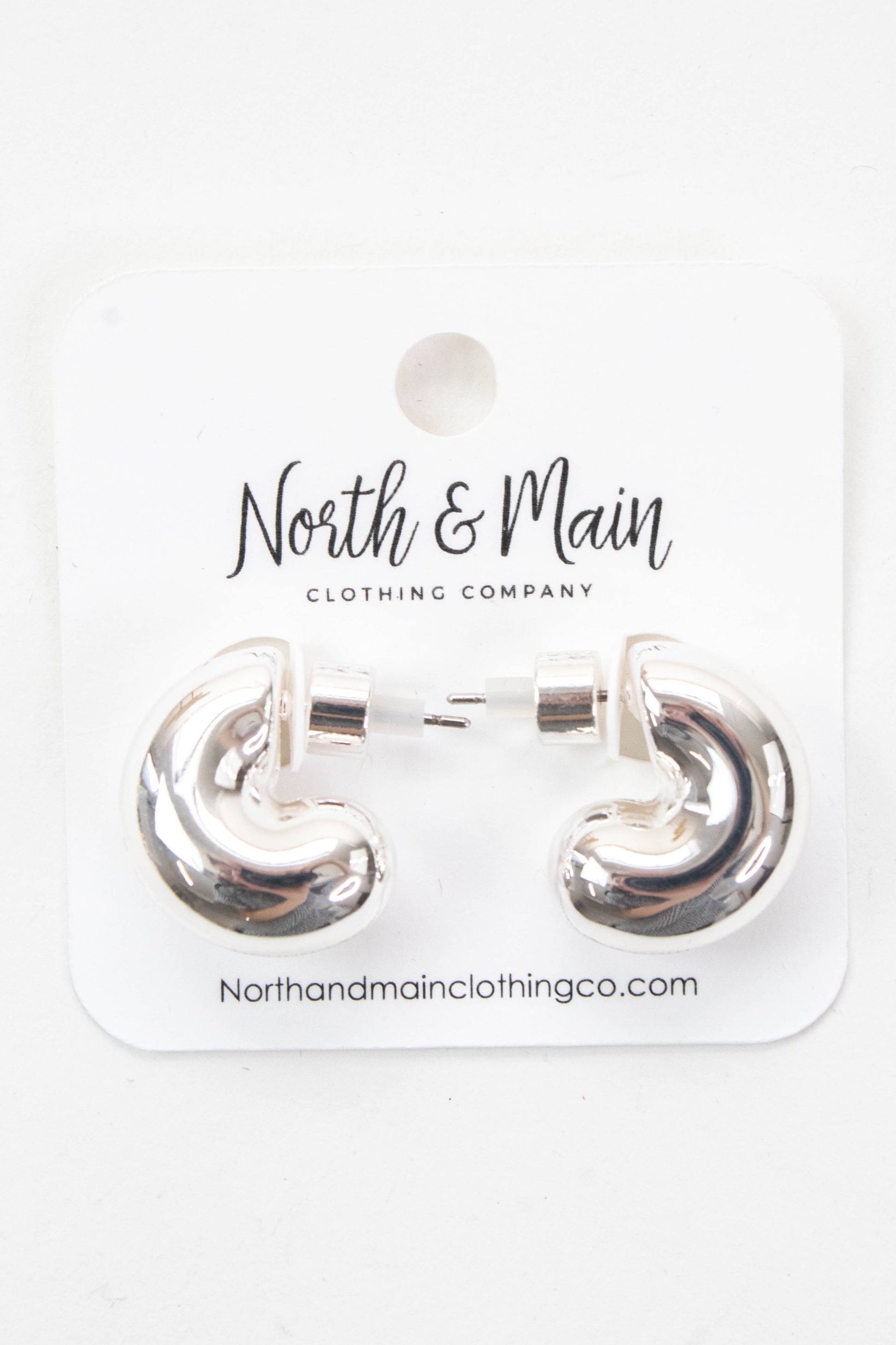  Gwen Rounded Huggie Hoop Earring, Silver