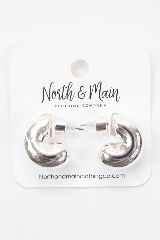  Gwen Rounded Huggie Hoop Earring, Silver