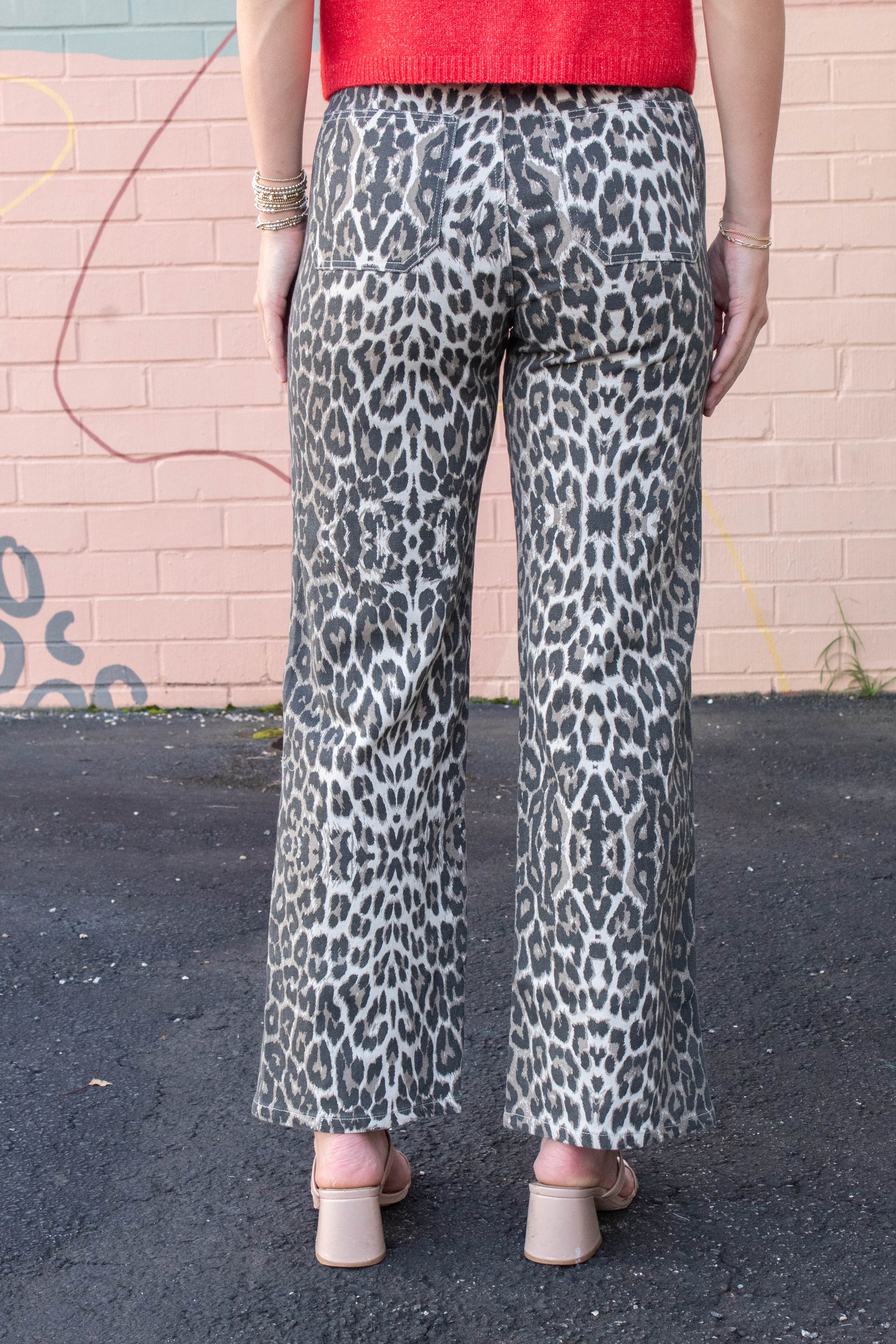  Hallie Leopard Patch Pocket Pants, Taupe