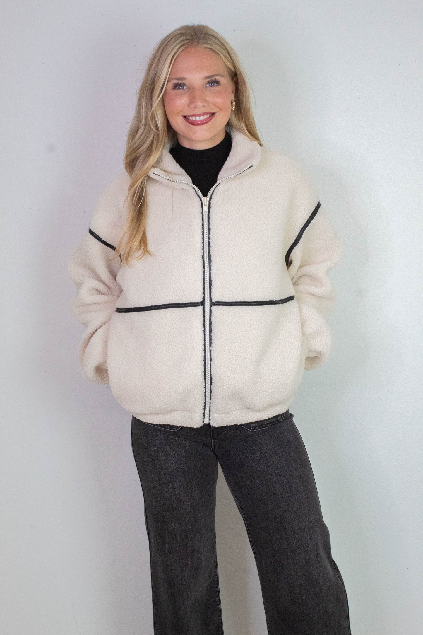  Hannah Sherpa Jacket, Cream