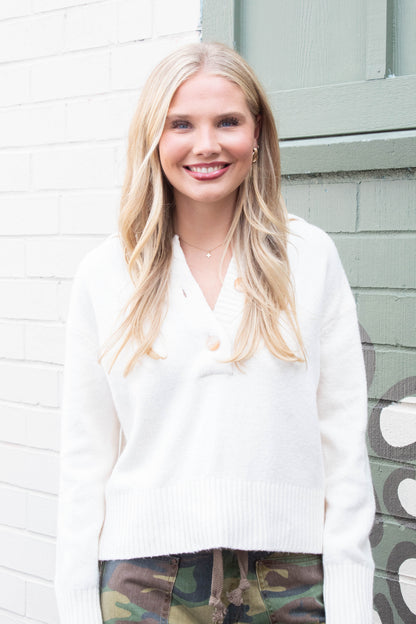  Trading Up Polo Sweater, Ivory | Free People