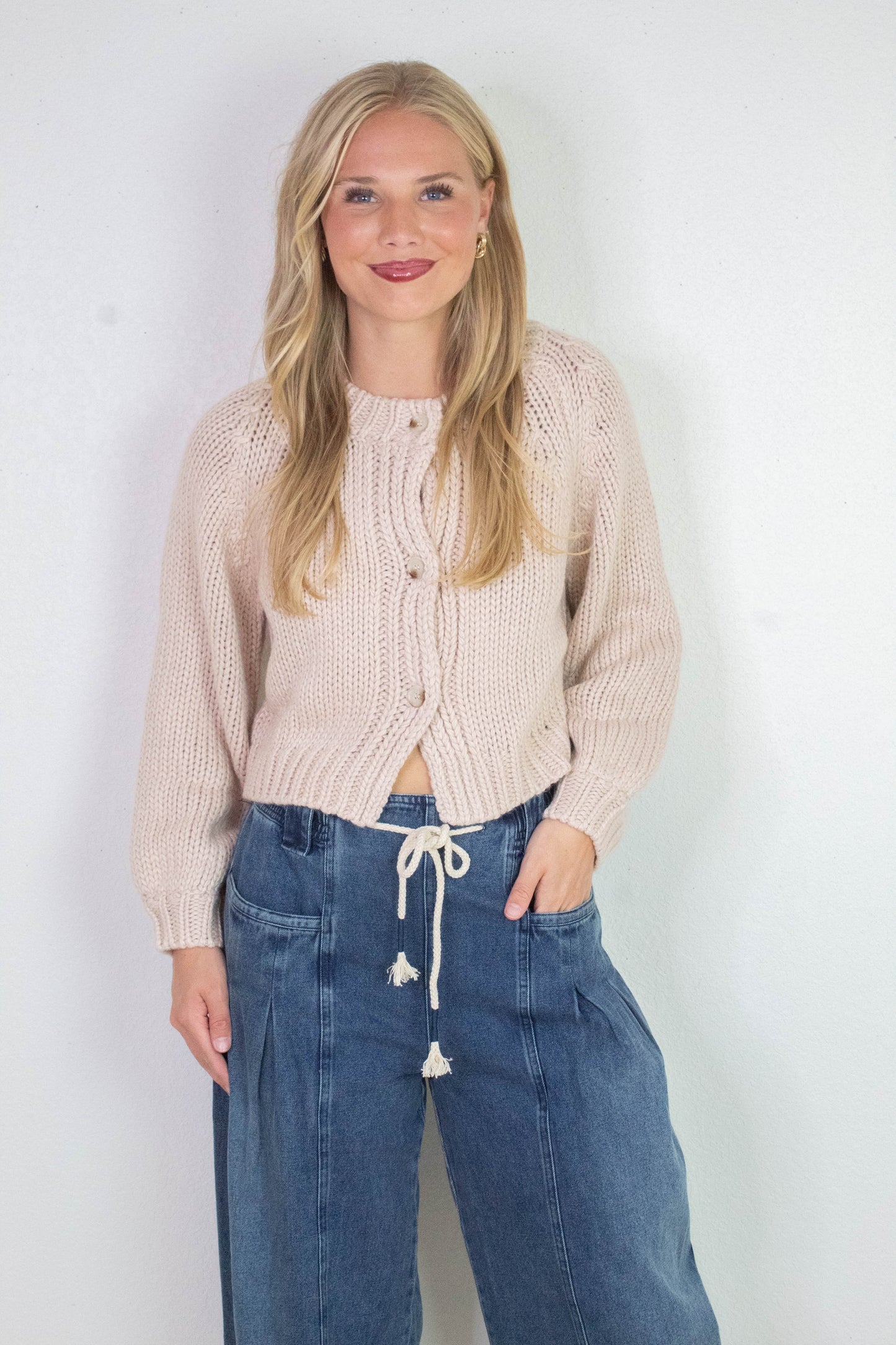 Dance More Buttoned Cardigan, Blush | Sadie & Sage