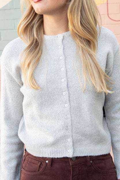  Zhongli Crewneck Cardigan, Greige Twist | RD Style