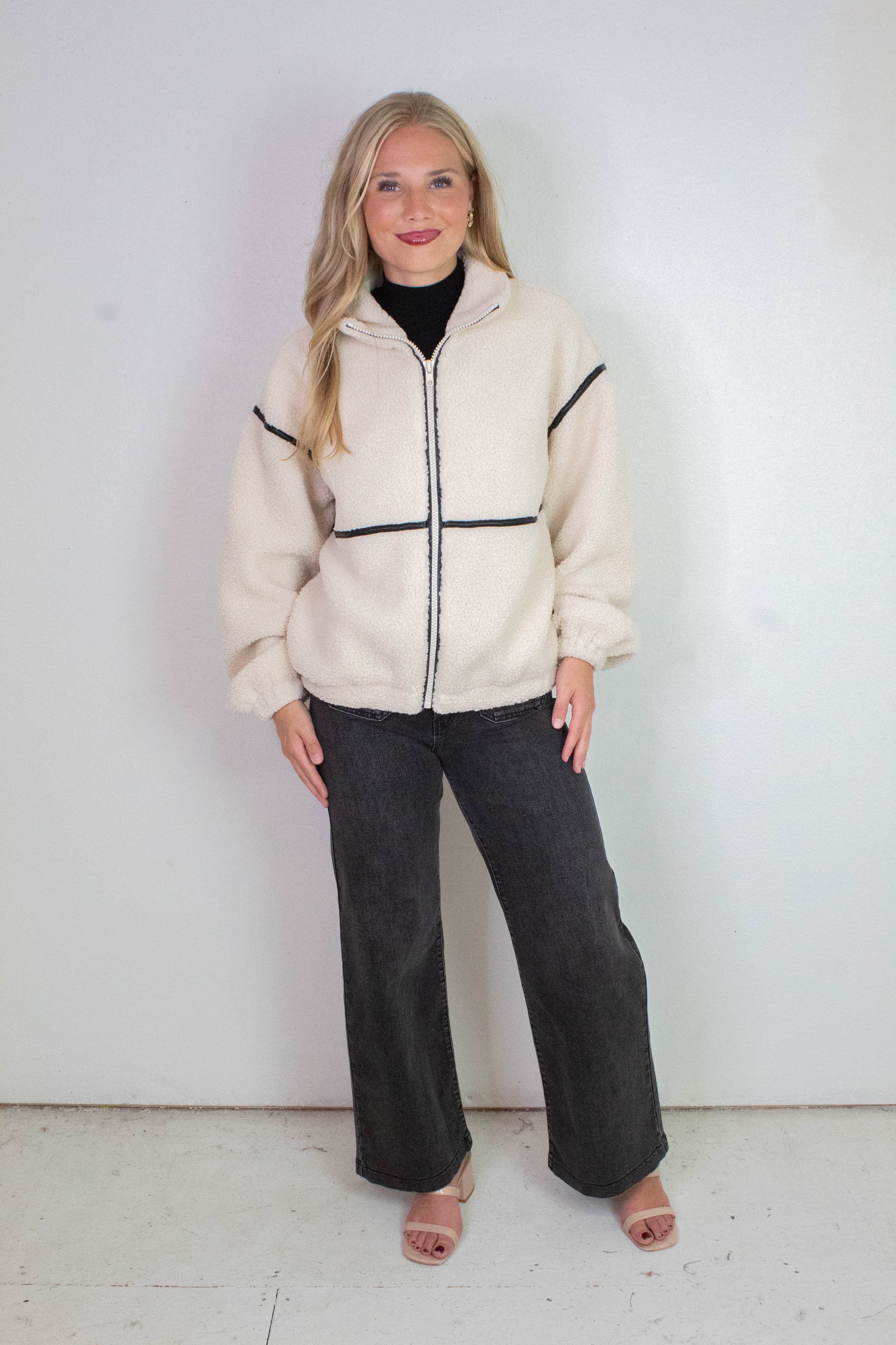  Hannah Sherpa Jacket, Cream