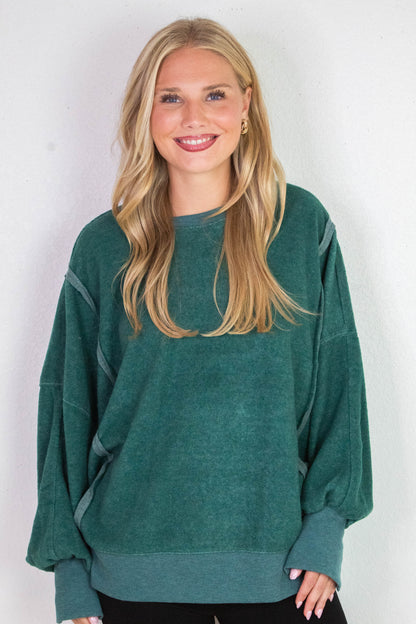  Millie Oversized Crewneck Sweatshirt, Dark Green