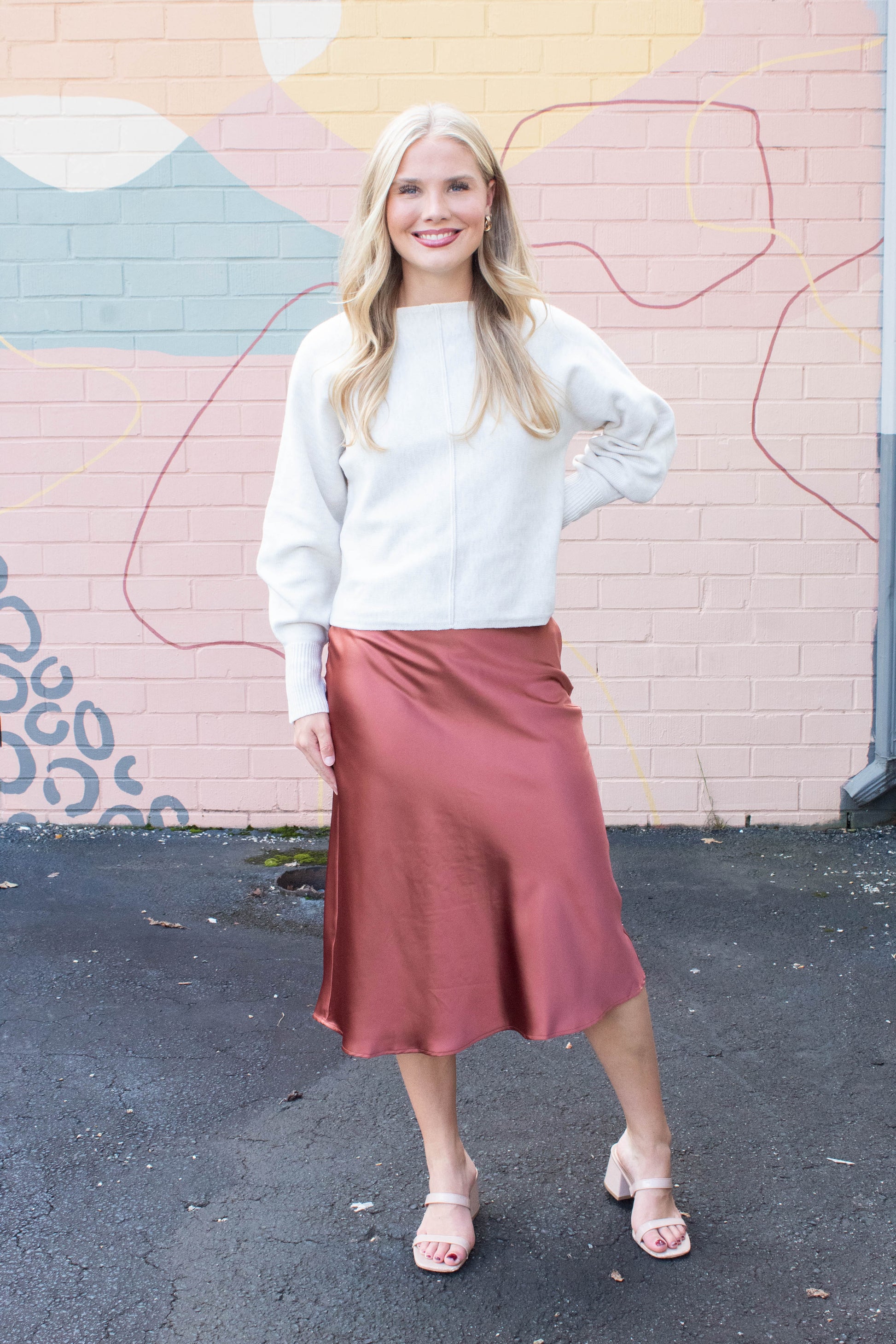  Emersyn Seam Front Sweater, Cream