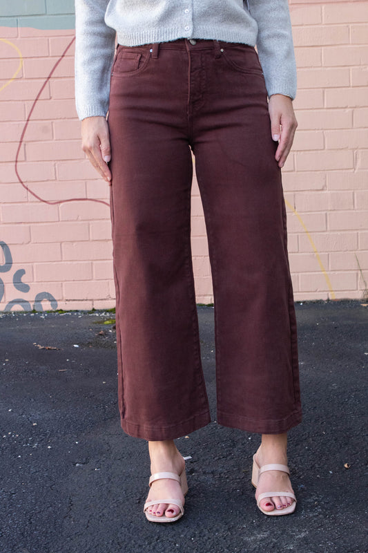  Journee High Rise Adjustable Waist Jeans, Chocolate Brown