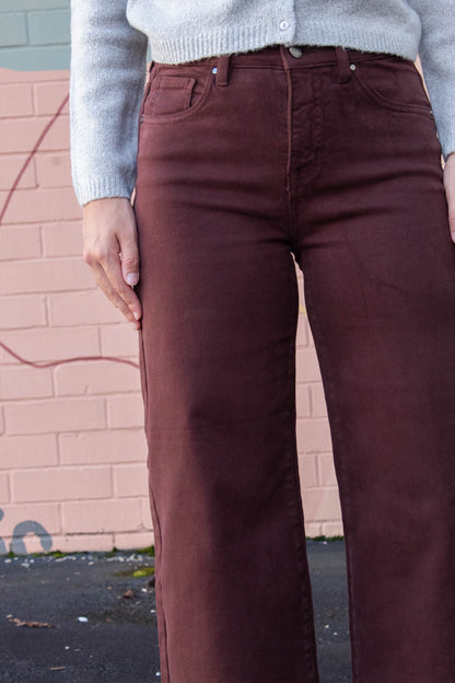  Journee High Rise Adjustable Waist Jeans, Chocolate Brown