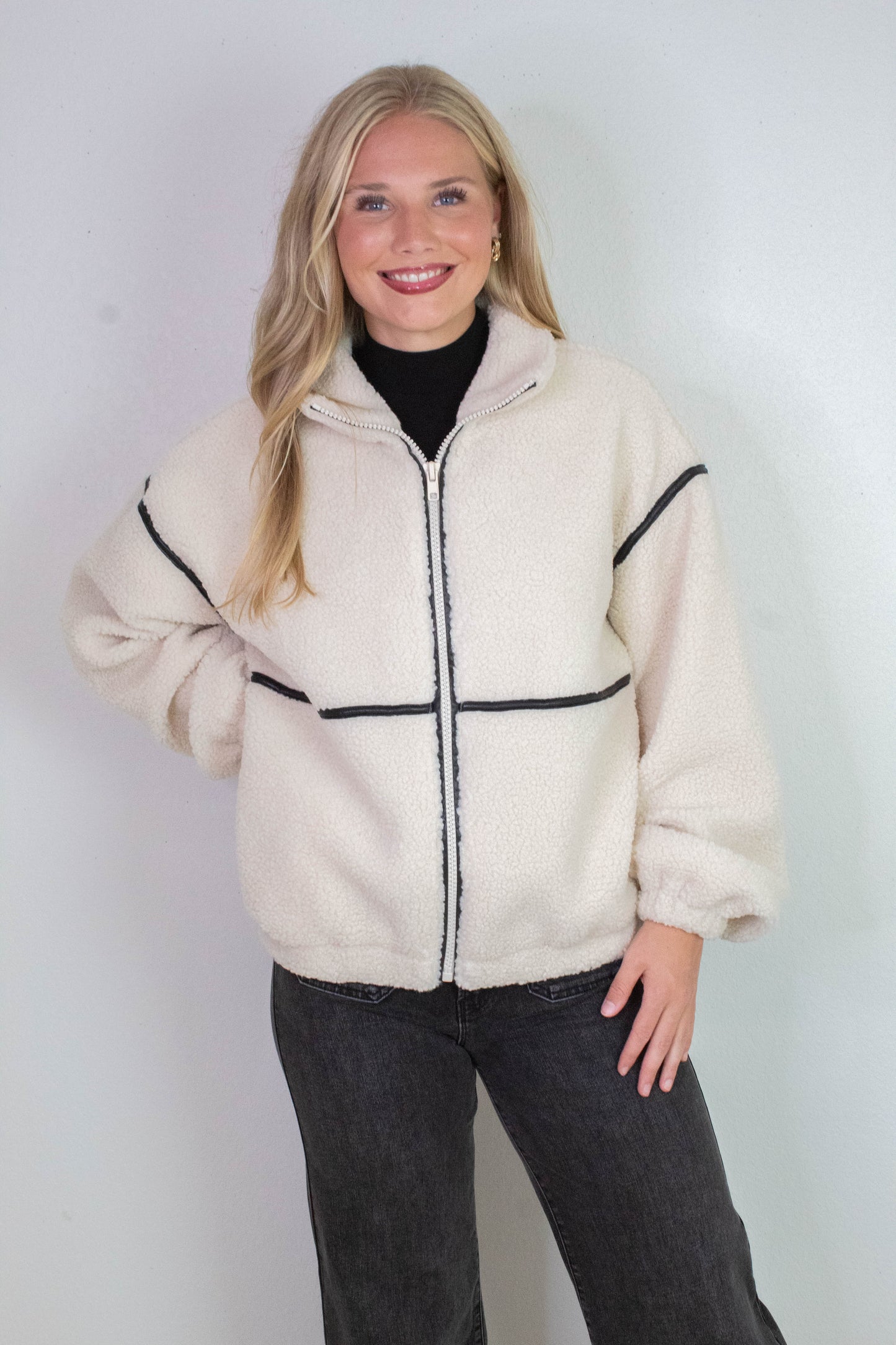  Hannah Sherpa Jacket, Cream