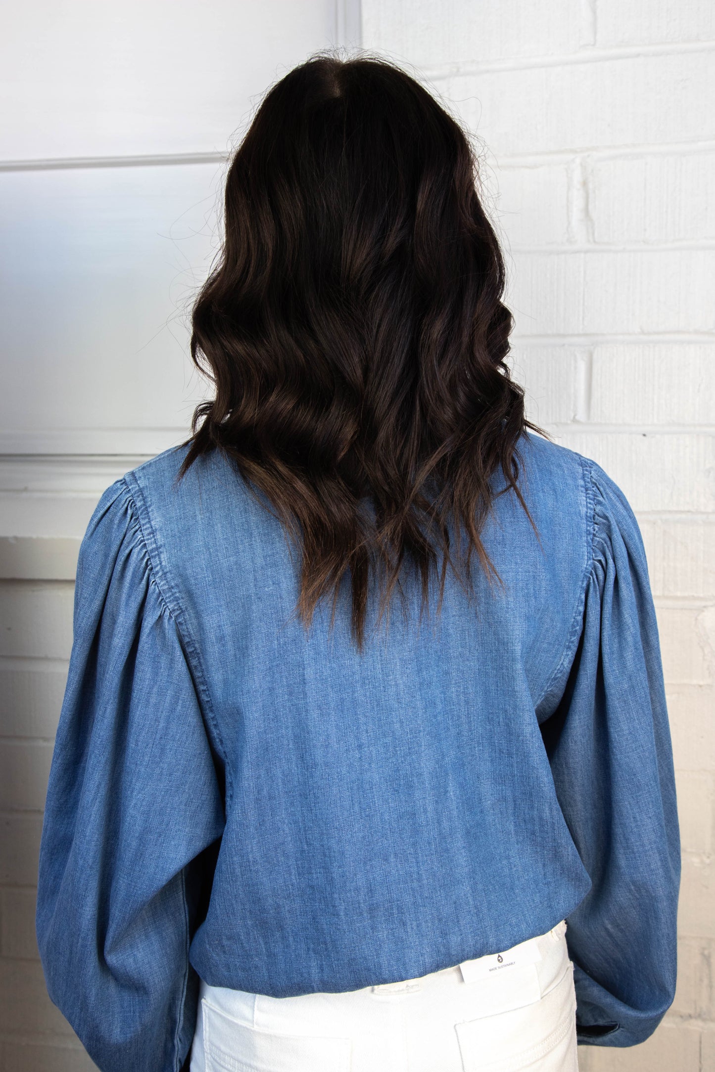  Nola Tie Front Volume Blouse, Blue Slate | Sanctuary