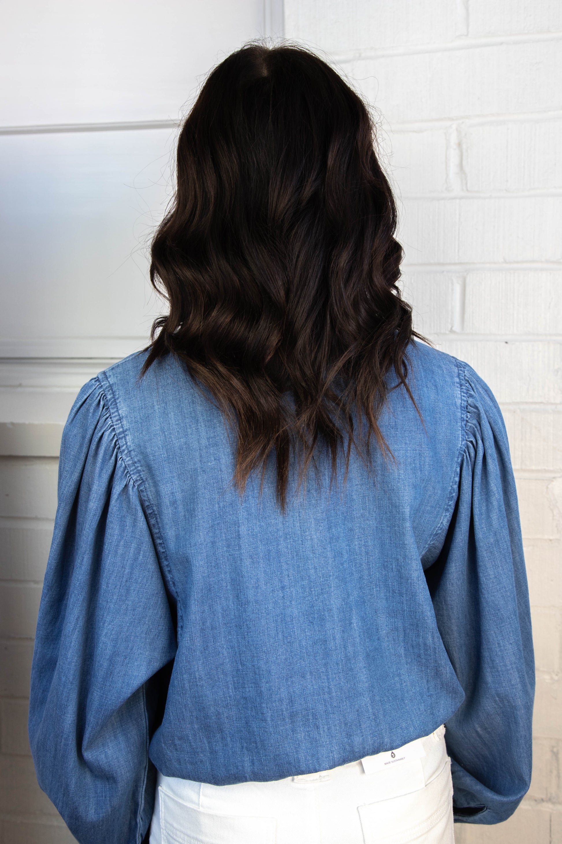  Nola Tie Front Volume Blouse, Blue Slate | Sanctuary