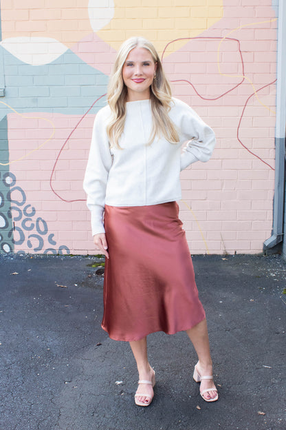  Emersyn Seam Front Sweater, Cream