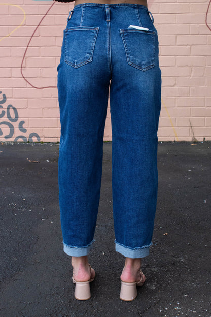  Maren High Rise Barrel Cuffed Jeans, Dark