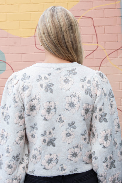  Leyla Floral Jacquard Cardigan Jacket, Light Taupe