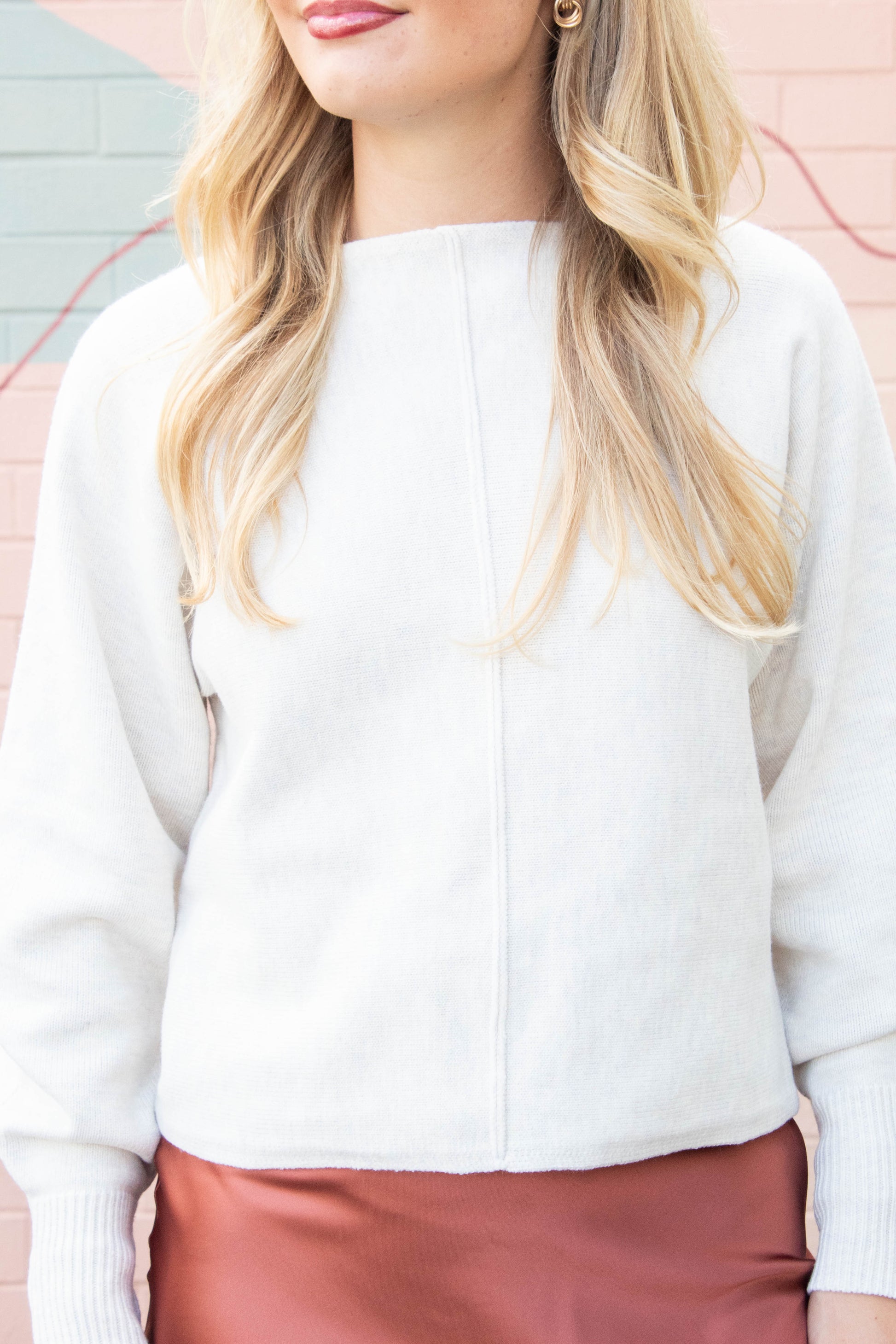  Emersyn Seam Front Sweater, Cream