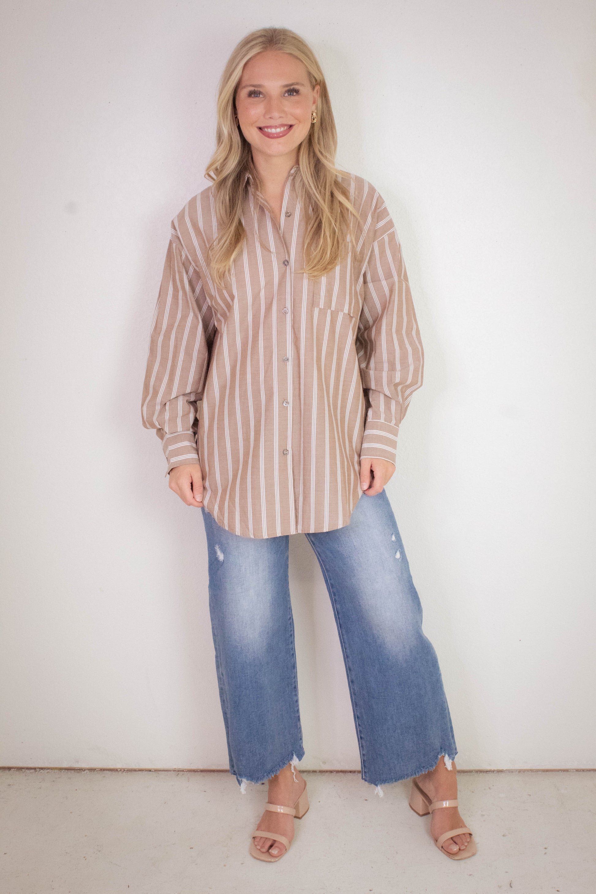  Cordelia Striped Shirt, Brown
