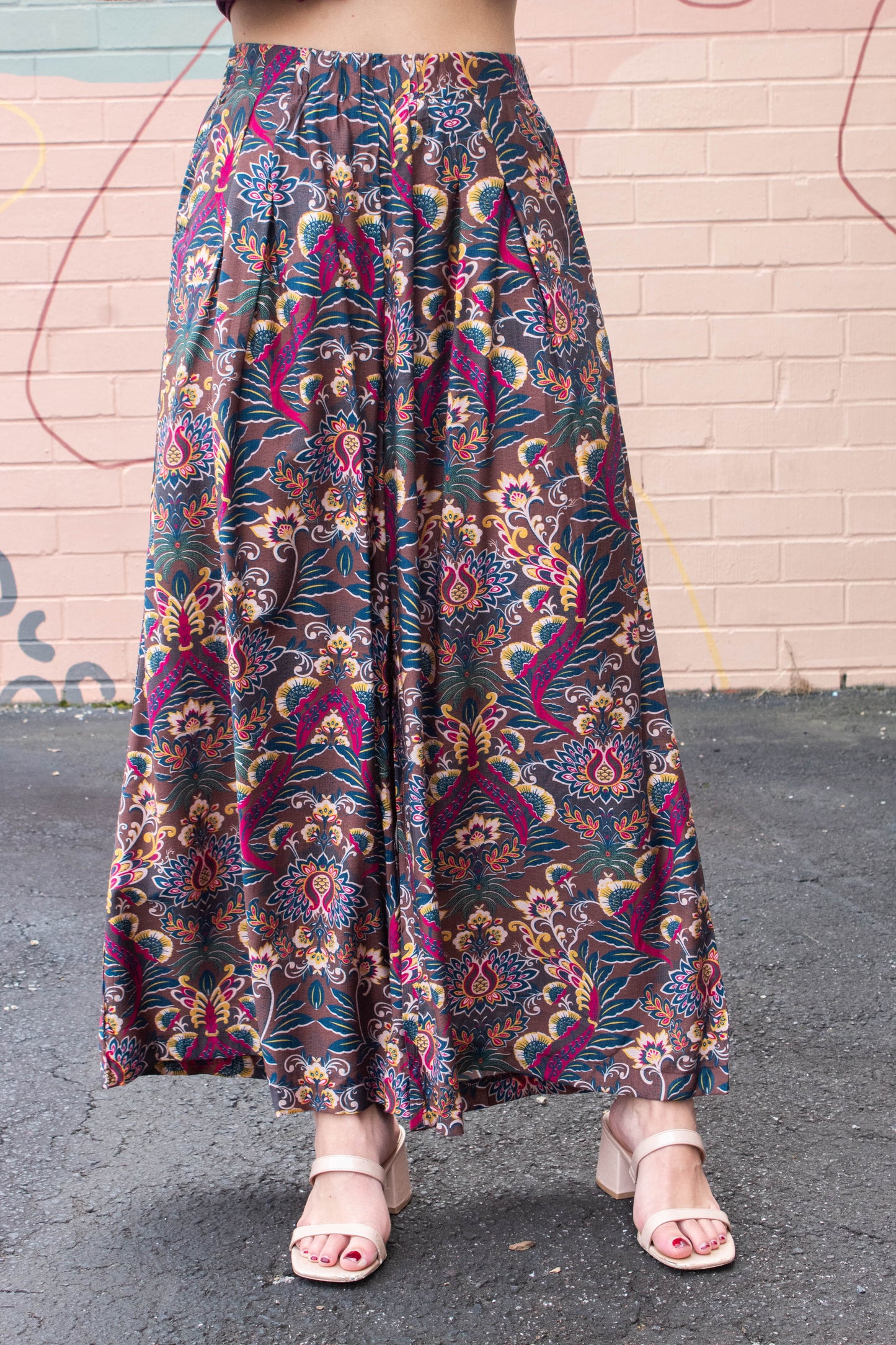  Ariah Printed Elastic Waist Pants, Caramel Mix