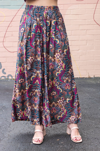  Ariah Printed Elastic Waist Pants, Caramel Mix