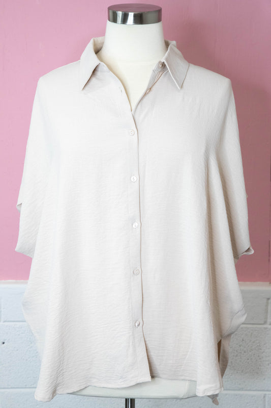  Karter Solid Collared Shirt, Oatmeal | Extended Sizes