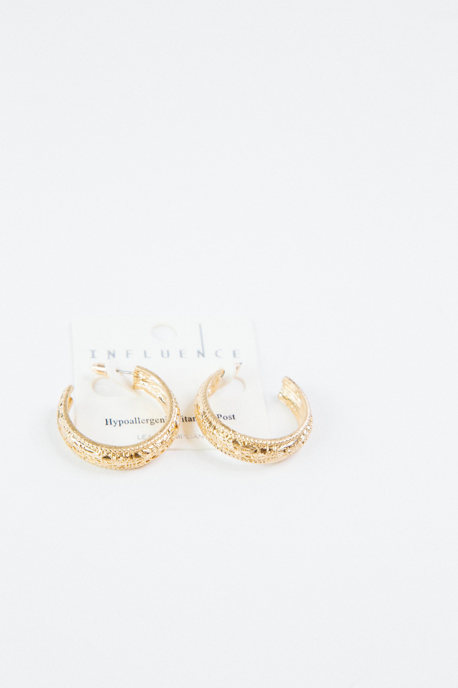  Haisley Textured Metal Hoops, Gold