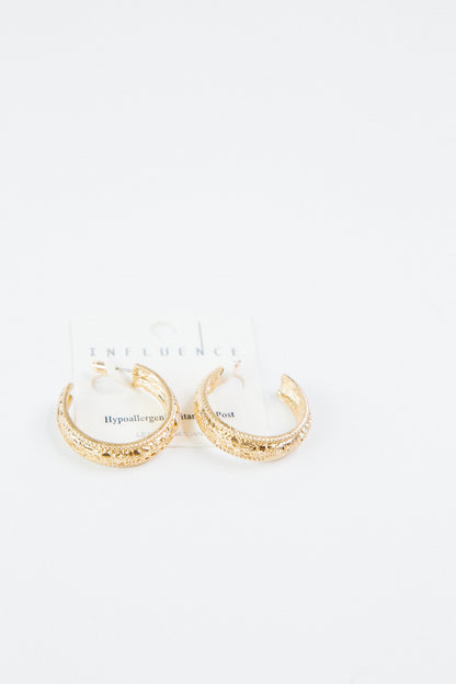  Haisley Textured Metal Hoops, Gold